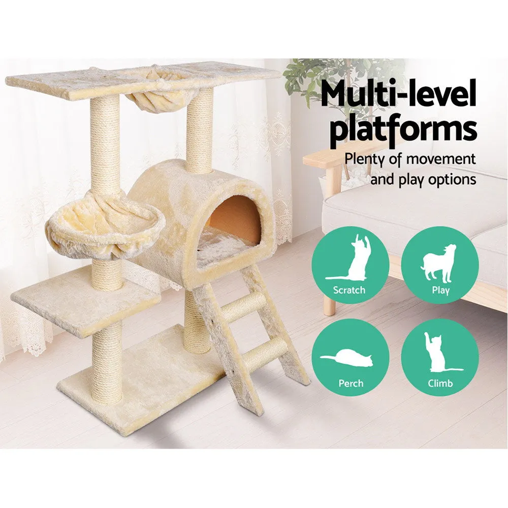 Cat Tree 100cm, Wood Scratching Post Tower Condo, Beige