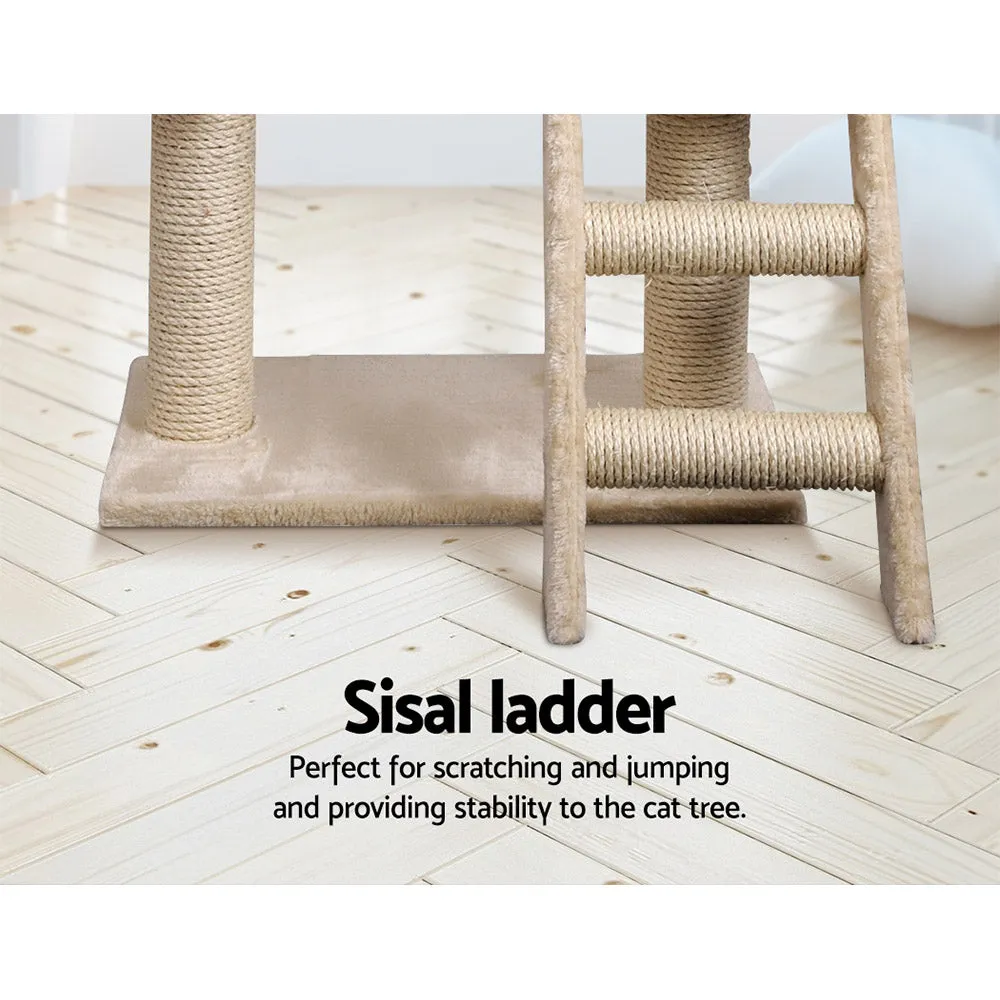 Cat Tree 100cm, Wood Scratching Post Tower Condo, Beige