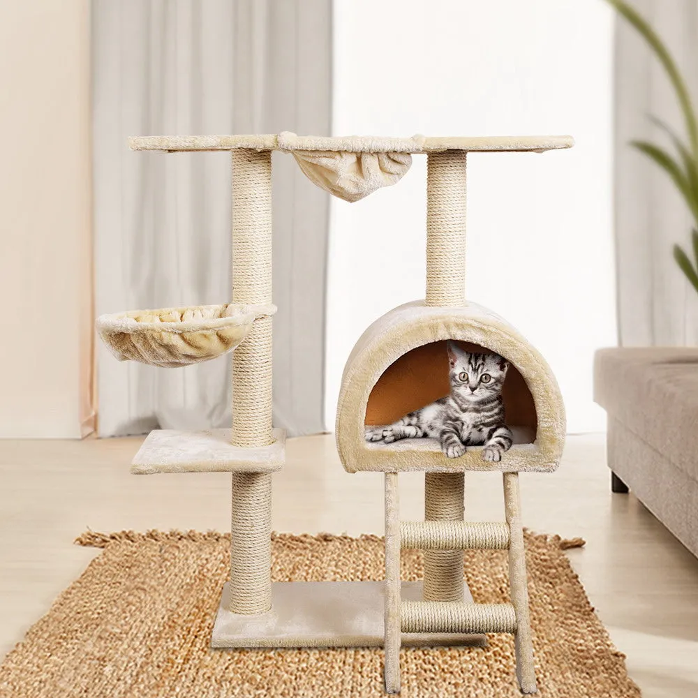 Cat Tree 100cm, Wood Scratching Post Tower Condo, Beige