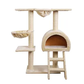 Cat Tree 100cm, Wood Scratching Post Tower Condo, Beige