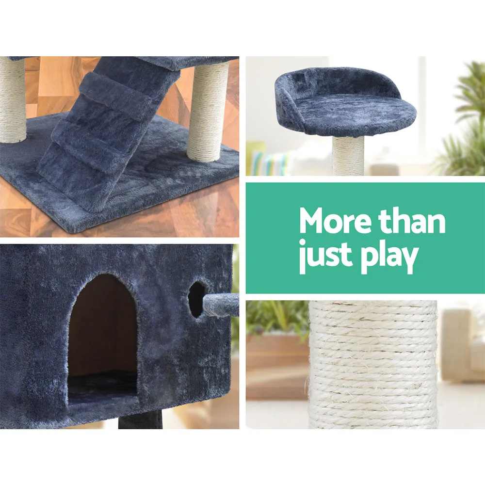 Cat Tree 134cm, Wood Scratching Post Tower Condo, Grey