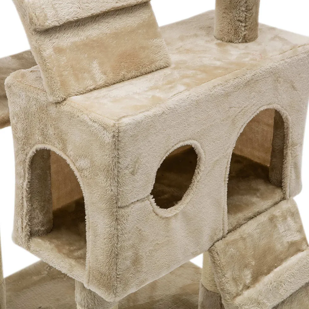 Cat Tree 180cm, Wood Scratching Post Tower Condo, Beige