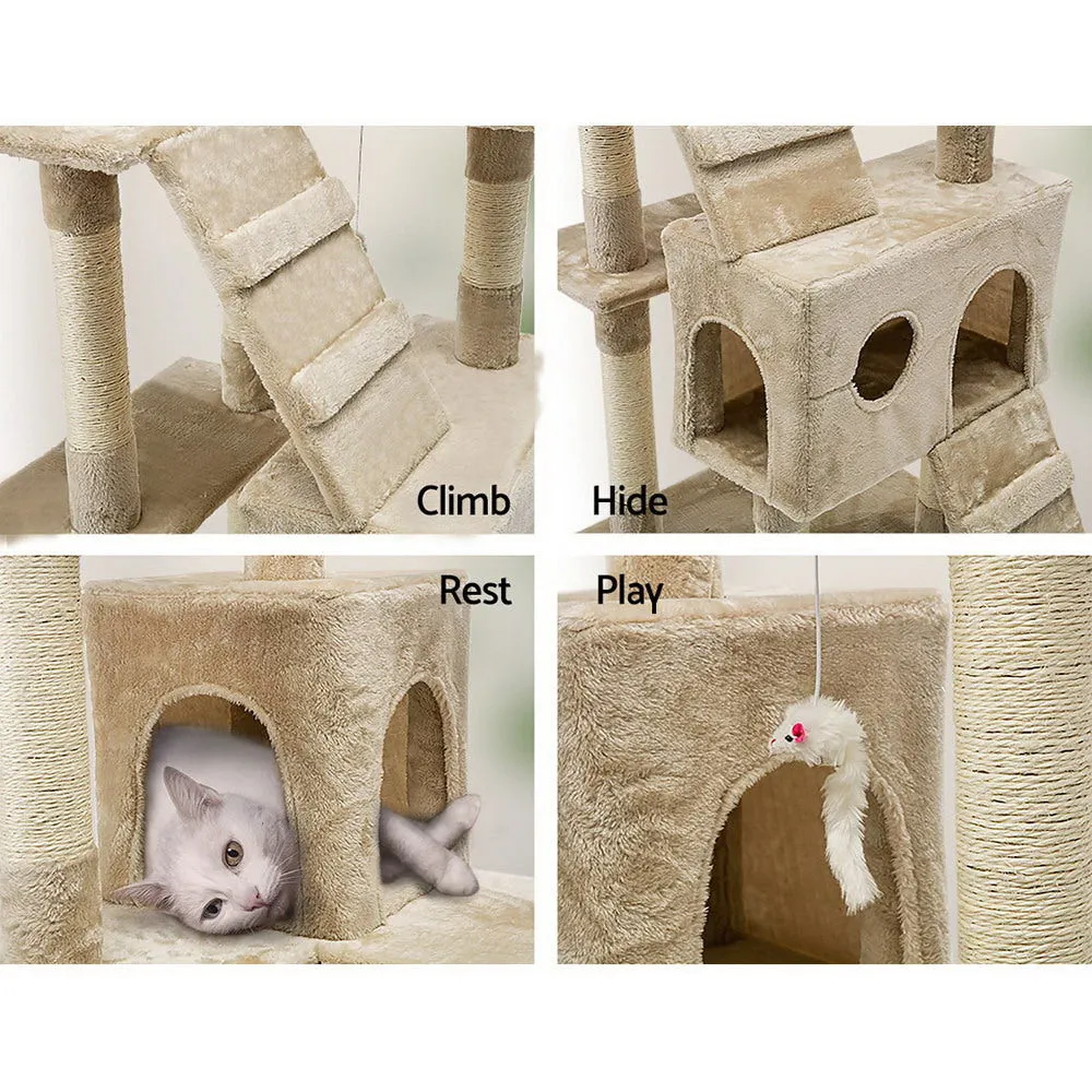 Cat Tree 180cm, Wood Scratching Post Tower Condo, Beige
