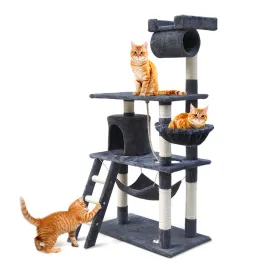 Cat Tree Scratching Post 141cm Tower Condo House Furniture Wood
