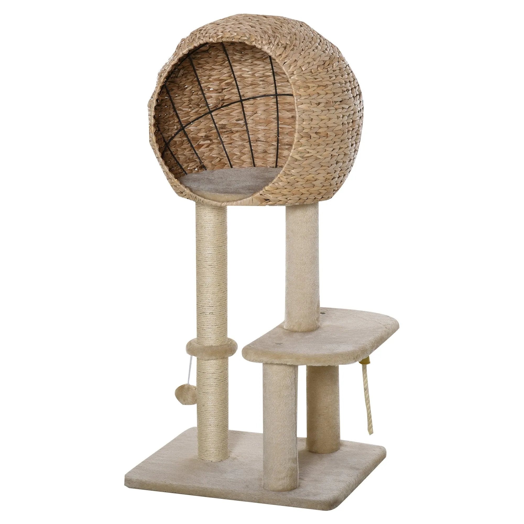 Cat Tree Tower Activity Center w/ Posts Condo Ball Cushion Perch Cattail Fluff
