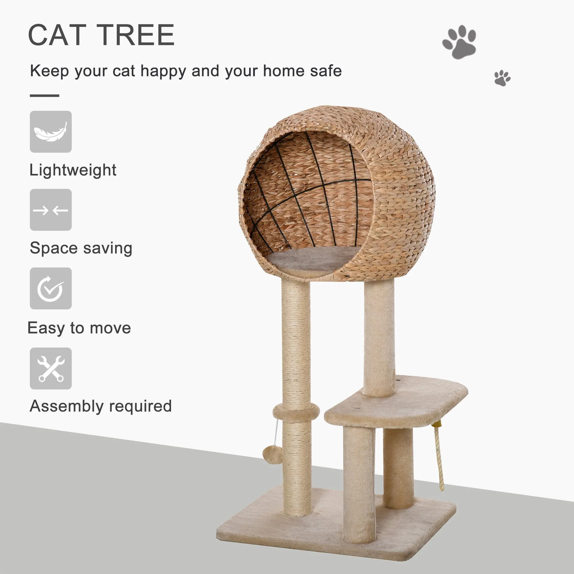 Cat Tree Tower Activity Center w/ Posts Condo Ball Cushion Perch Cattail Fluff