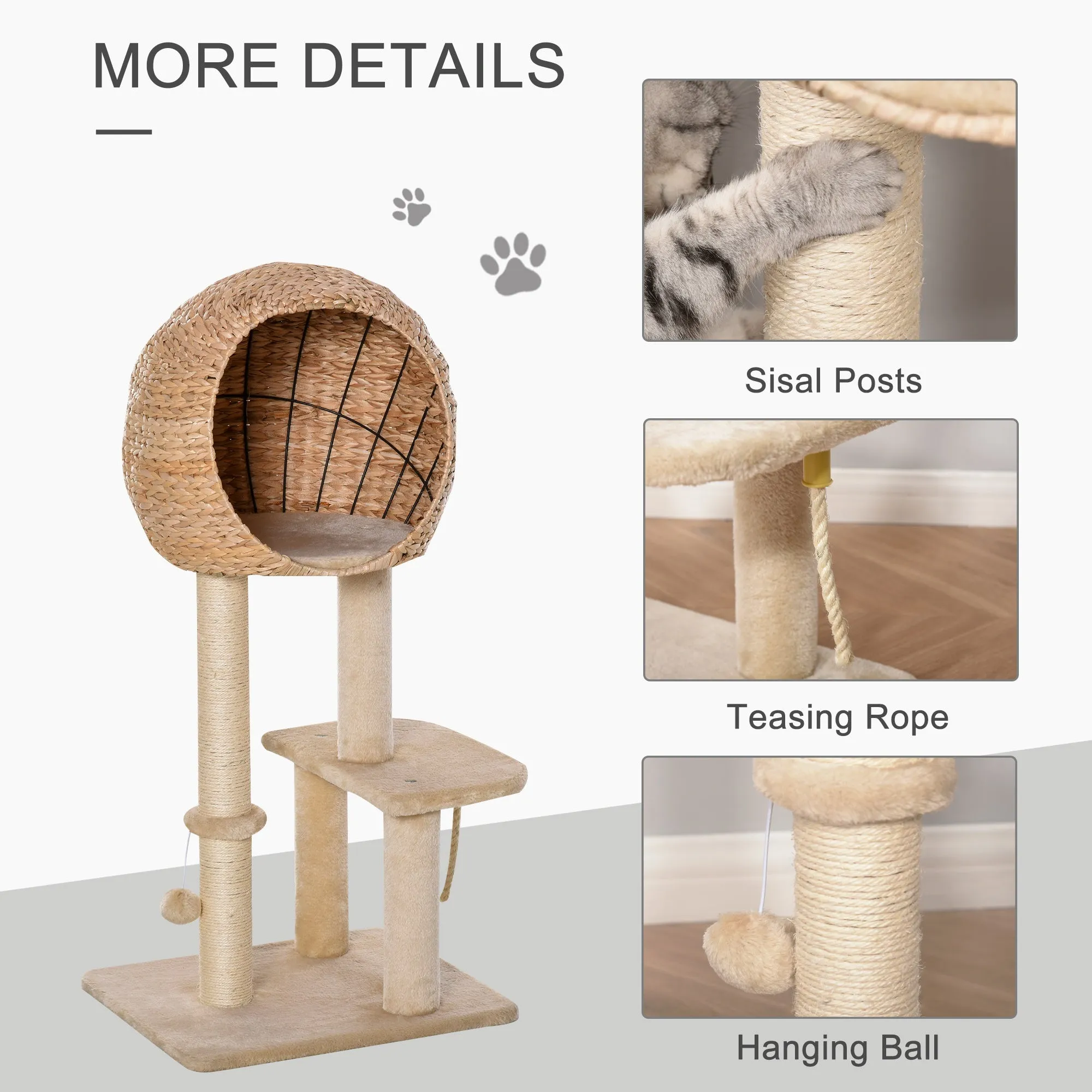 Cat Tree Tower Activity Center w/ Posts Condo Ball Cushion Perch Cattail Fluff