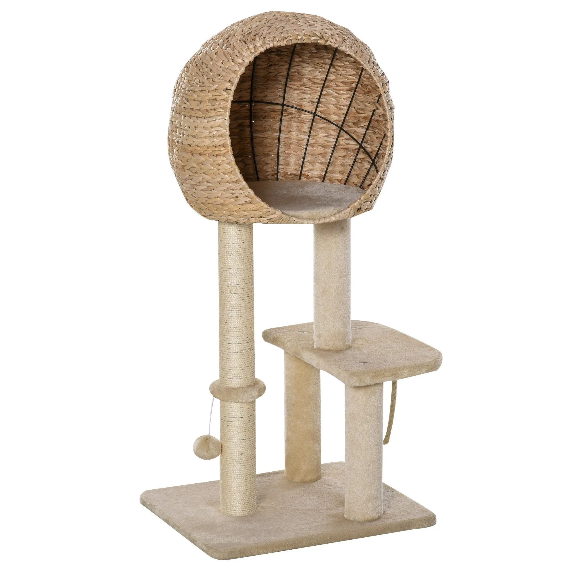 Cat Tree Tower Activity Center w/ Posts Condo Ball Cushion Perch Cattail Fluff