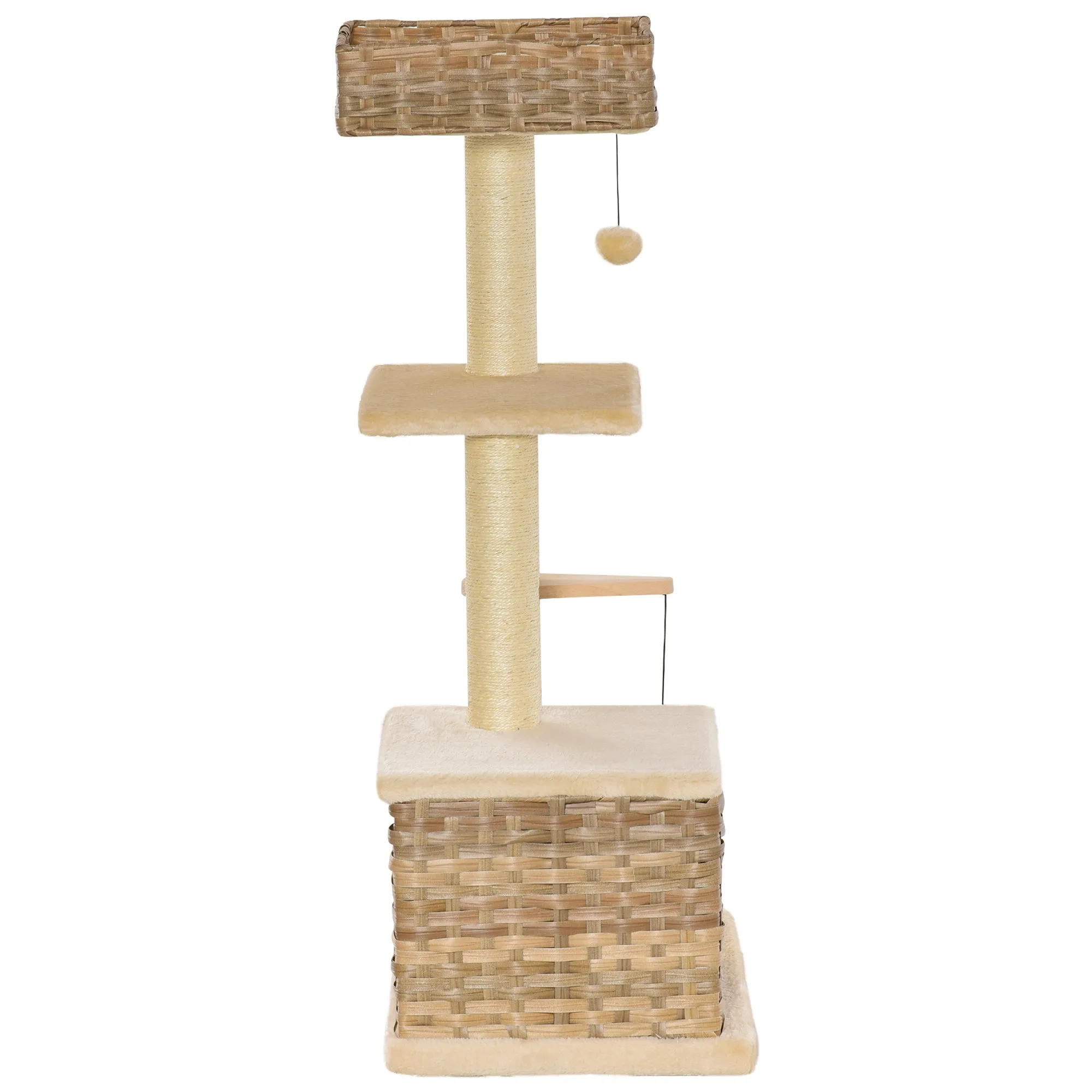 Cat Tree Tower Climb Activity Centre Kitten Rattan 60 x 40 x 109cm