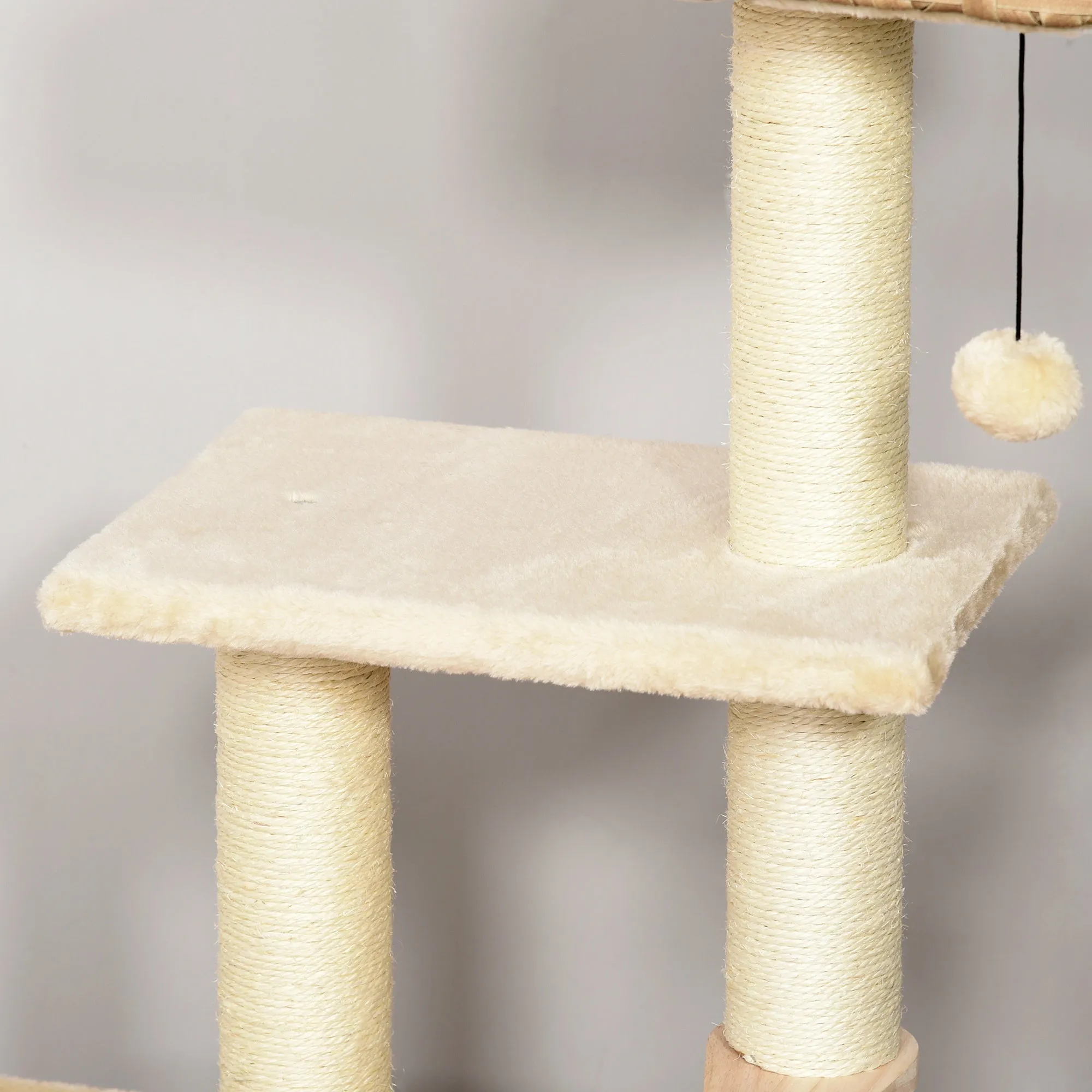 Cat Tree Tower Climb Activity Centre Kitten Rattan 60 x 40 x 109cm