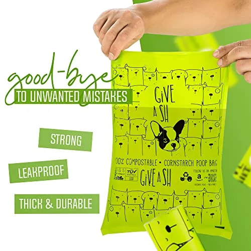 Certified Compostable Dog Poop Bags | 10% to Charity | Vegetable Based Dog Poop Bag | Eco Friendly and Earth Friendly dog waste bags | Leakproof And Zero Odor housebreaking   pet supplies (120 Bags)