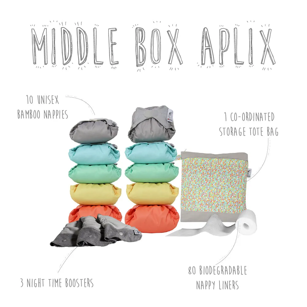 Close Pop-in Part-time Reusable Birth to Potty Nappy Pack - Unisex Bundle Includes 10 Bamboo Aplix Nappies Plus Accessories
