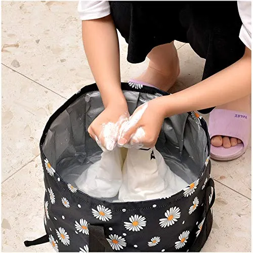 Collapsible Foot Bath Basin, Seneme Portable Travel Foot Tub for Soaking Feet Multifunctional Waterproof Foot Soaker Collapsible Bucket for Camping Washing Vegetables and Fruits (18 L/Green)