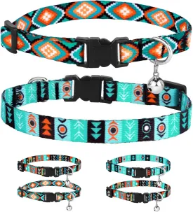 CollarDirect Cat Collar Breakaway with Removable Bell Set of 2 PCS Tribal Pattern Aztec Pet Safety Adjustable Kitten Collar