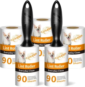 Cusbus Lint Rollers for Pet Hair - Extra Sticky, [450 Sheets/5 Refills] Lint Roller with 2 Upgraded Handles, Portable Lint Remover Brush for Dog & Cat Hair