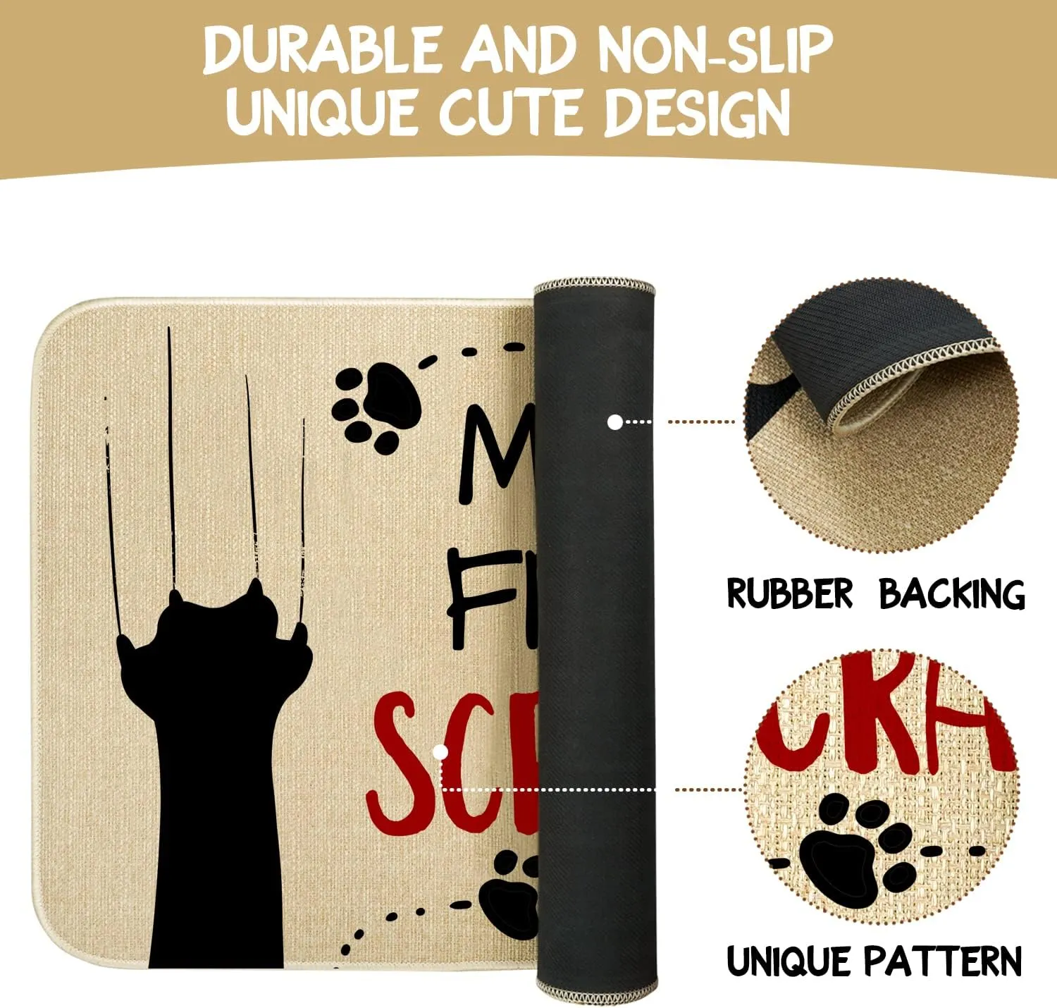 Cute Kitchen Mat Set of 2,Funny Cat Kitchen Rugs and Mats Non Skid Washable,Cute Kitchen Decor Accessories Cats Lover Owners Housewarming Gifts,Made from Scratch (17"x47" 17"x30")