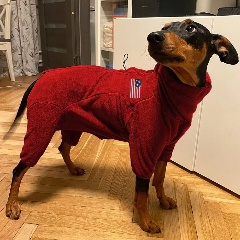 Dog Coat Jackets Polar Fleece Pet Windproof Sweater Apparel Warm Padded Winter Coats for Small Medium Large Dogs Puppy Clothes Red L