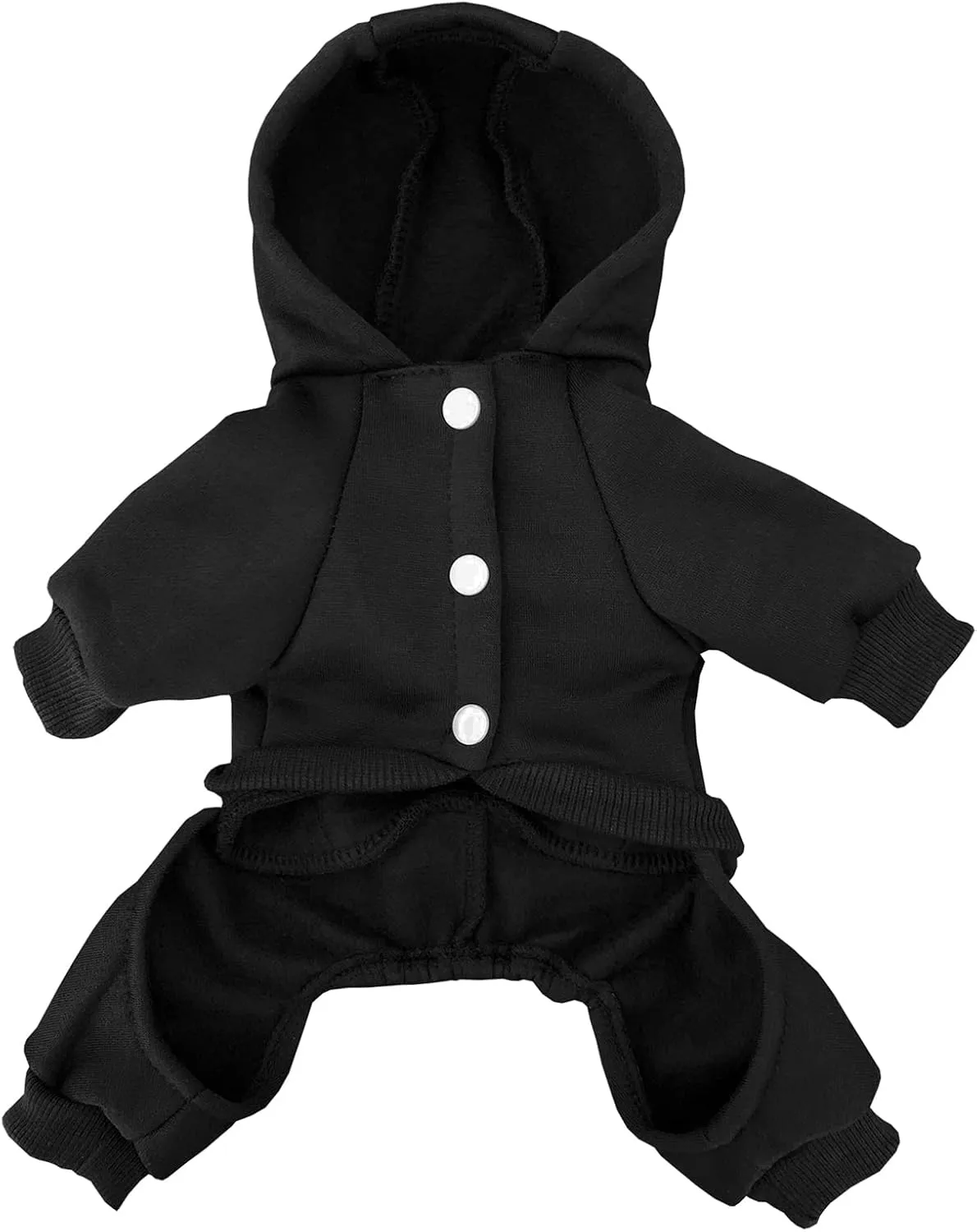 Dog Hoodie Clothes with Pocket 4 Legs Jumpsuit Fleece Sweater Winter Sweat Shirt Warm Cotton Hoodies for Small Dog Medium Large Cat Black L