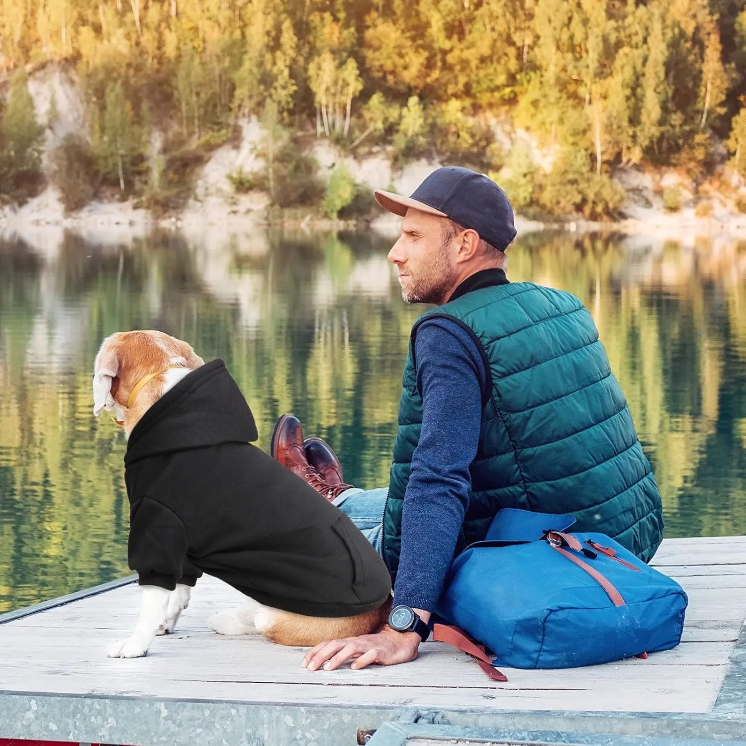 Dog Hoodie Dog Sweaters for Large Dogs Dog Sweater Soft Solid Brushed Fleece Dog Clothes Dog Hoodie Sweatshirt with Pocket(Black-L)