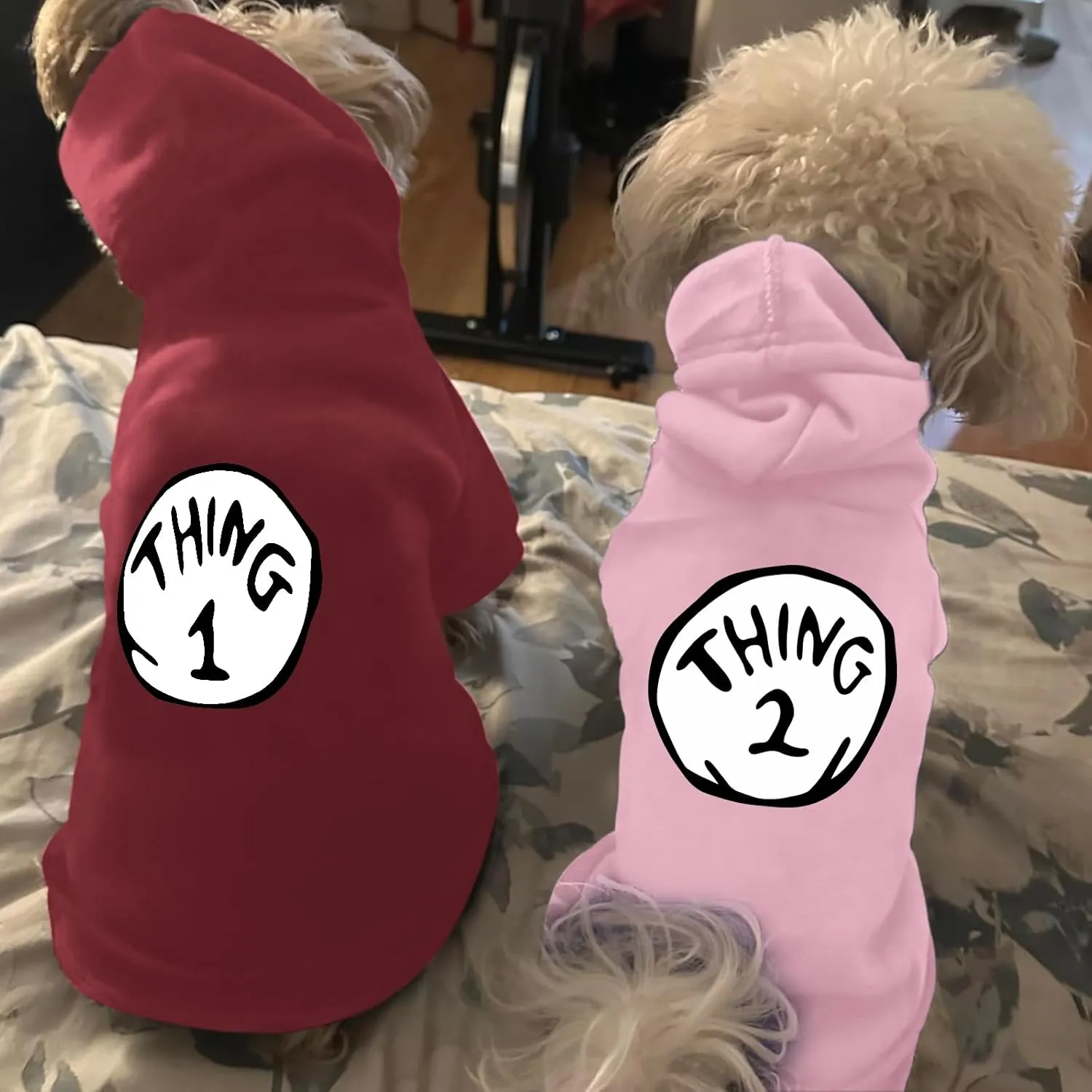Dog Hoodie Pet Clothes for Small Dogs Thing 2 Printed Hoodies Medium Puppy Hooded Sweatshirt Pullover Outfit(Pink,M)