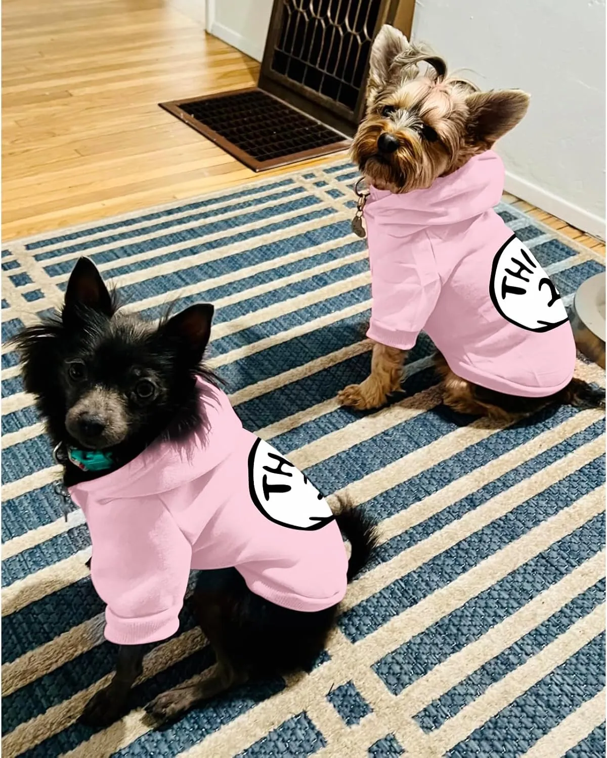 Dog Hoodie Pet Clothes for Small Dogs Thing 2 Printed Hoodies Medium Puppy Hooded Sweatshirt Pullover Outfit(Pink,M)