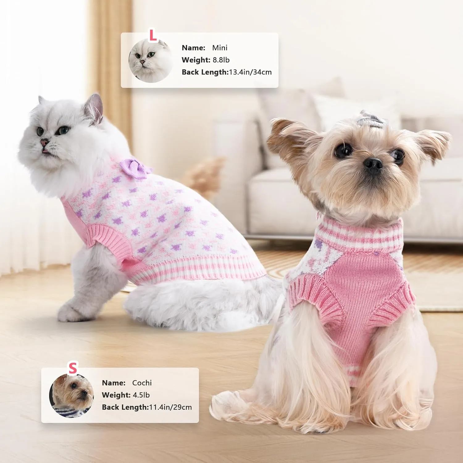 Dog Knitted Sweater Warm Soft Pet Valentines Day Clothes for Small Medium or Large Dogs and Cats Sweaters (Pink, XXL)