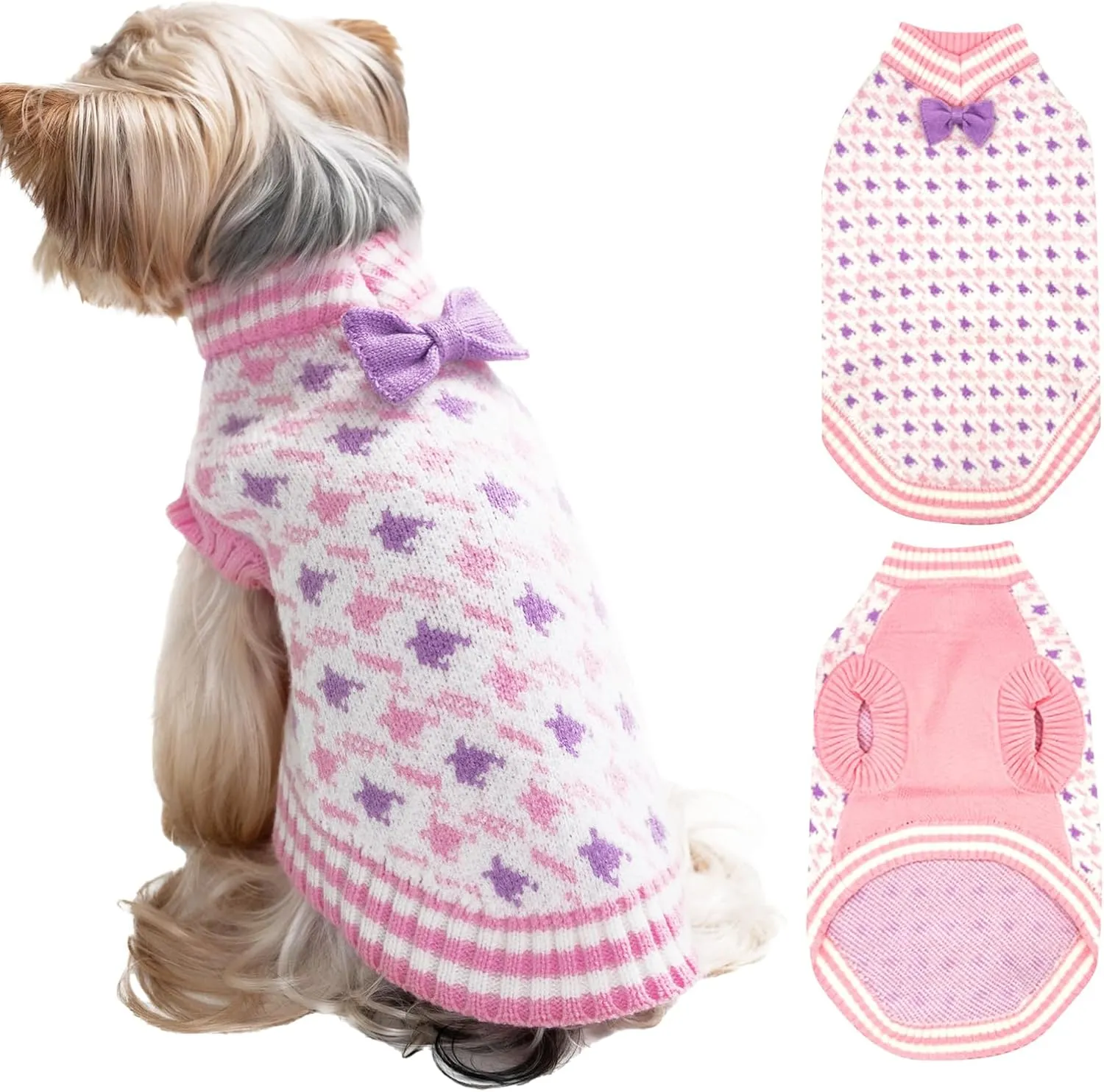 Dog Knitted Sweater Warm Soft Pet Valentines Day Clothes for Small Medium or Large Dogs and Cats Sweaters (Pink, XXL)