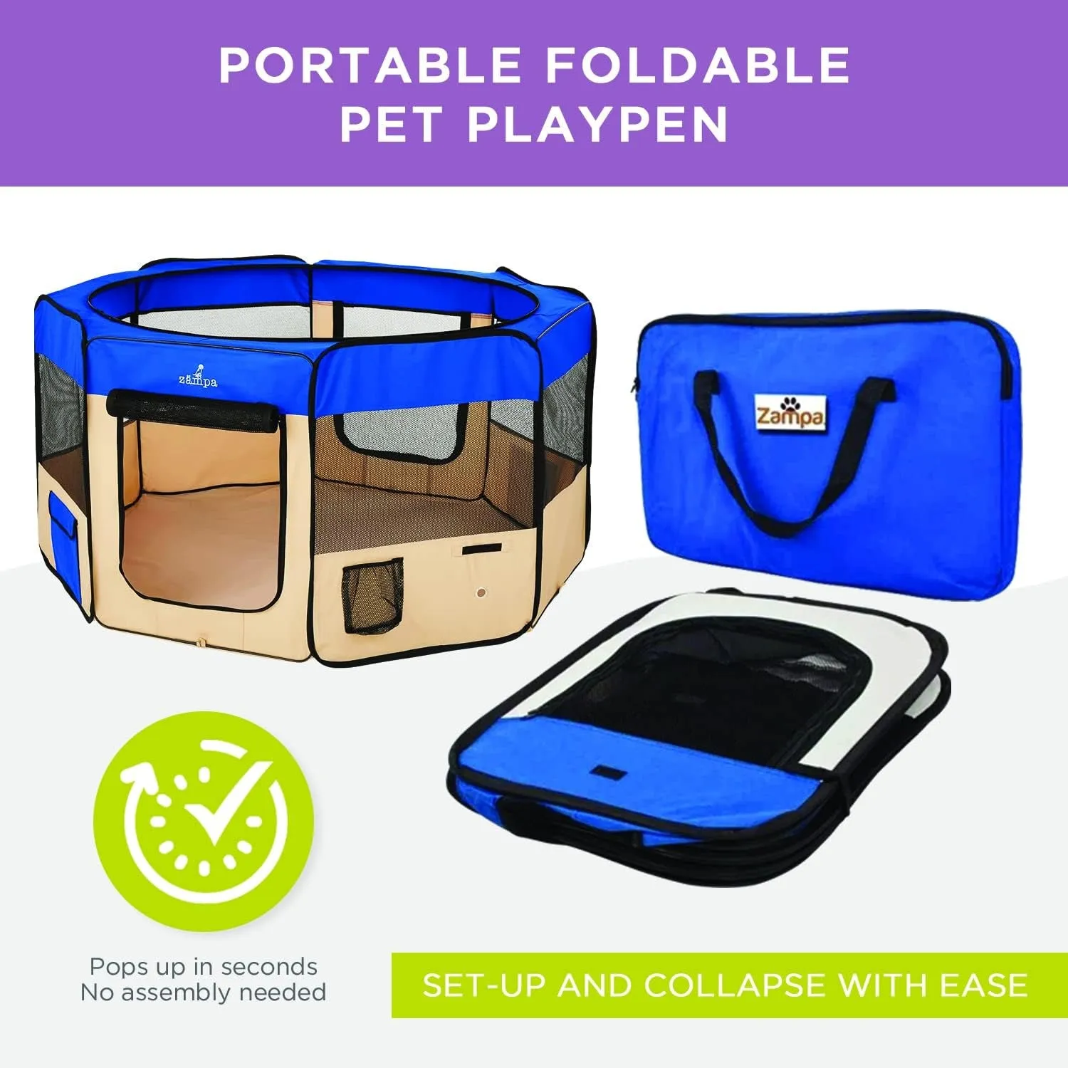Dog Playpen Medium 45"X45"X24" Pop up Portable Playpen for Dogs and Cat, Foldable | Indoor/Outdoor Pen & Travel Pet Carrier   Carrying Case.