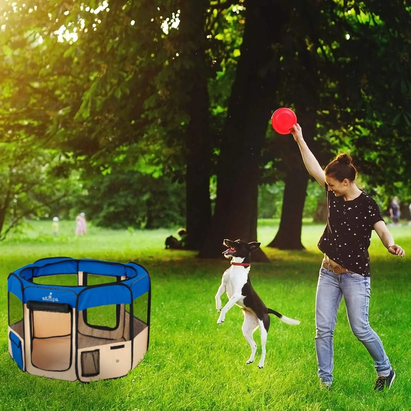 Dog Playpen Medium 45"X45"X24" Pop up Portable Playpen for Dogs and Cat, Foldable | Indoor/Outdoor Pen & Travel Pet Carrier   Carrying Case.