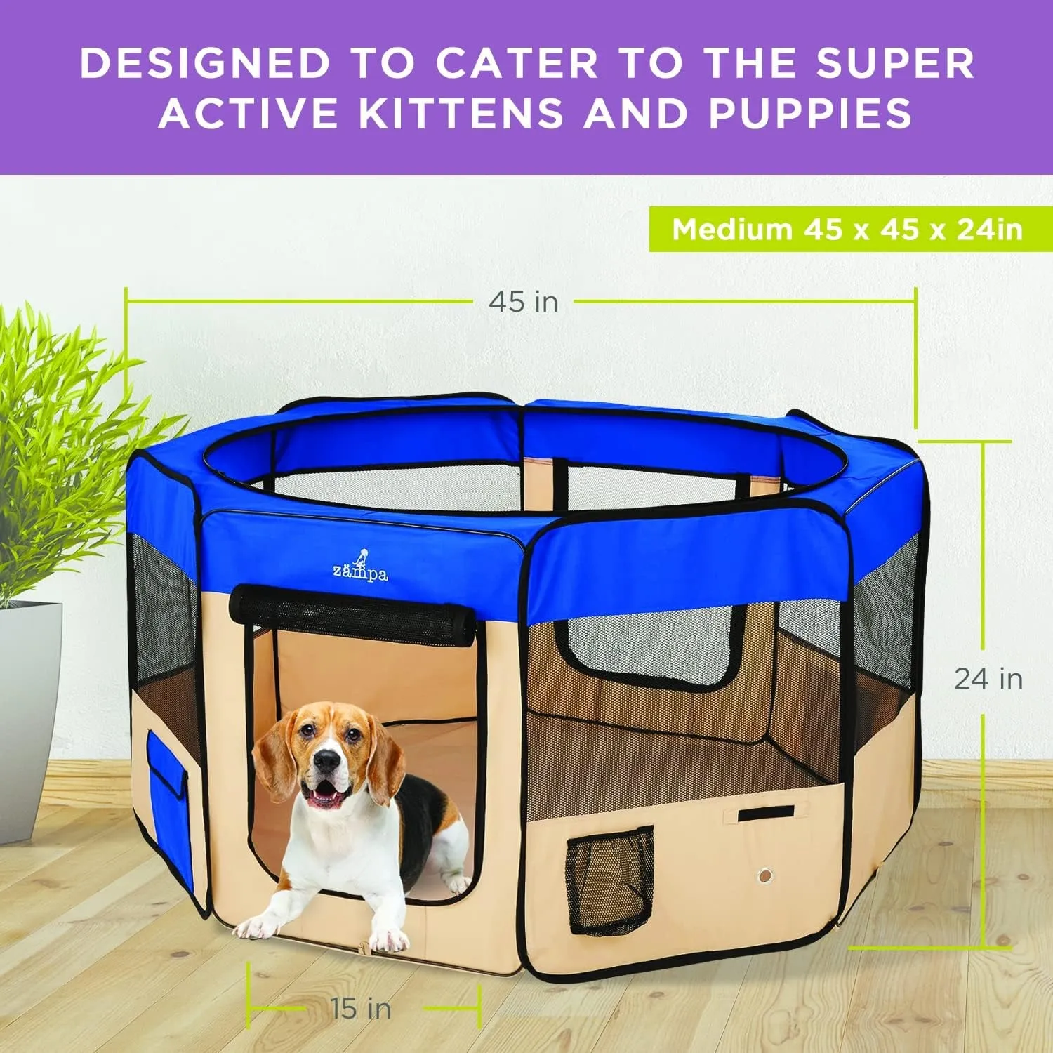 Dog Playpen Medium 45"X45"X24" Pop up Portable Playpen for Dogs and Cat, Foldable | Indoor/Outdoor Pen & Travel Pet Carrier   Carrying Case.