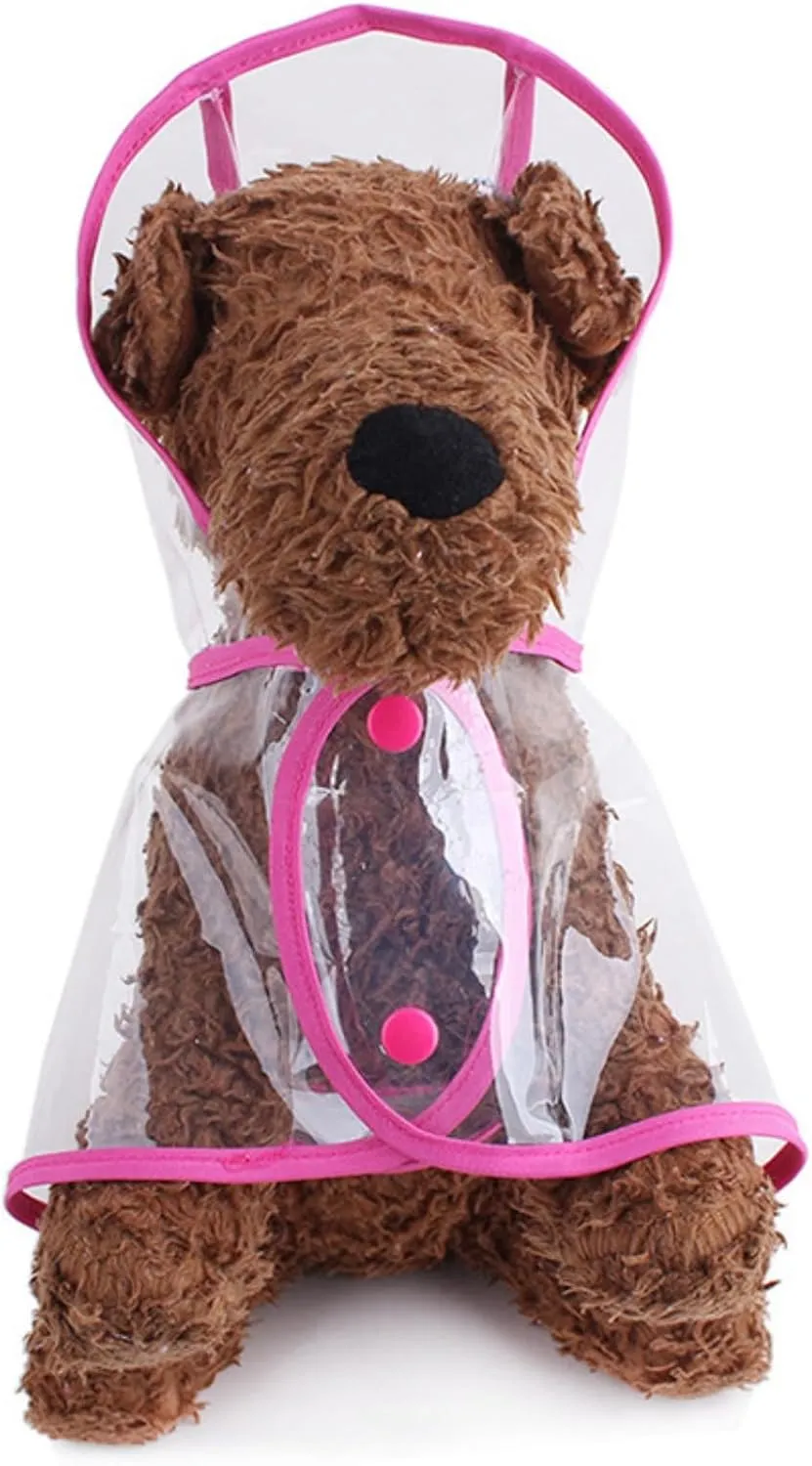 Dog Raincoat New Transparent Plastic Fashion Poncho Pet Teddy Medium and Small Dog Raincoat Pet Supplies (XS,Pink)