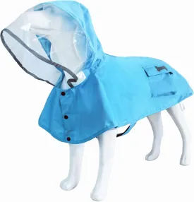 Dog Raincoat Waterproof Rain Poncho with Hoodie, High Reflective Adjustable Pet Rain Jacket with Leash Hole for Small Medium and Large Dogs (Blue, Medium)