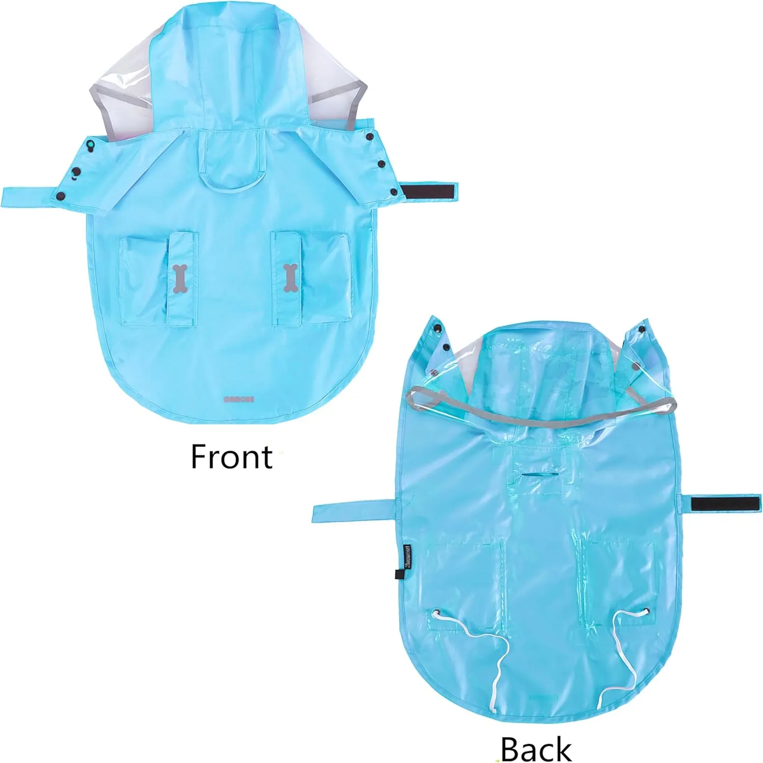 Dog Raincoat Waterproof Rain Poncho with Hoodie, High Reflective Adjustable Pet Rain Jacket with Leash Hole for Small Medium and Large Dogs (Blue, Medium)