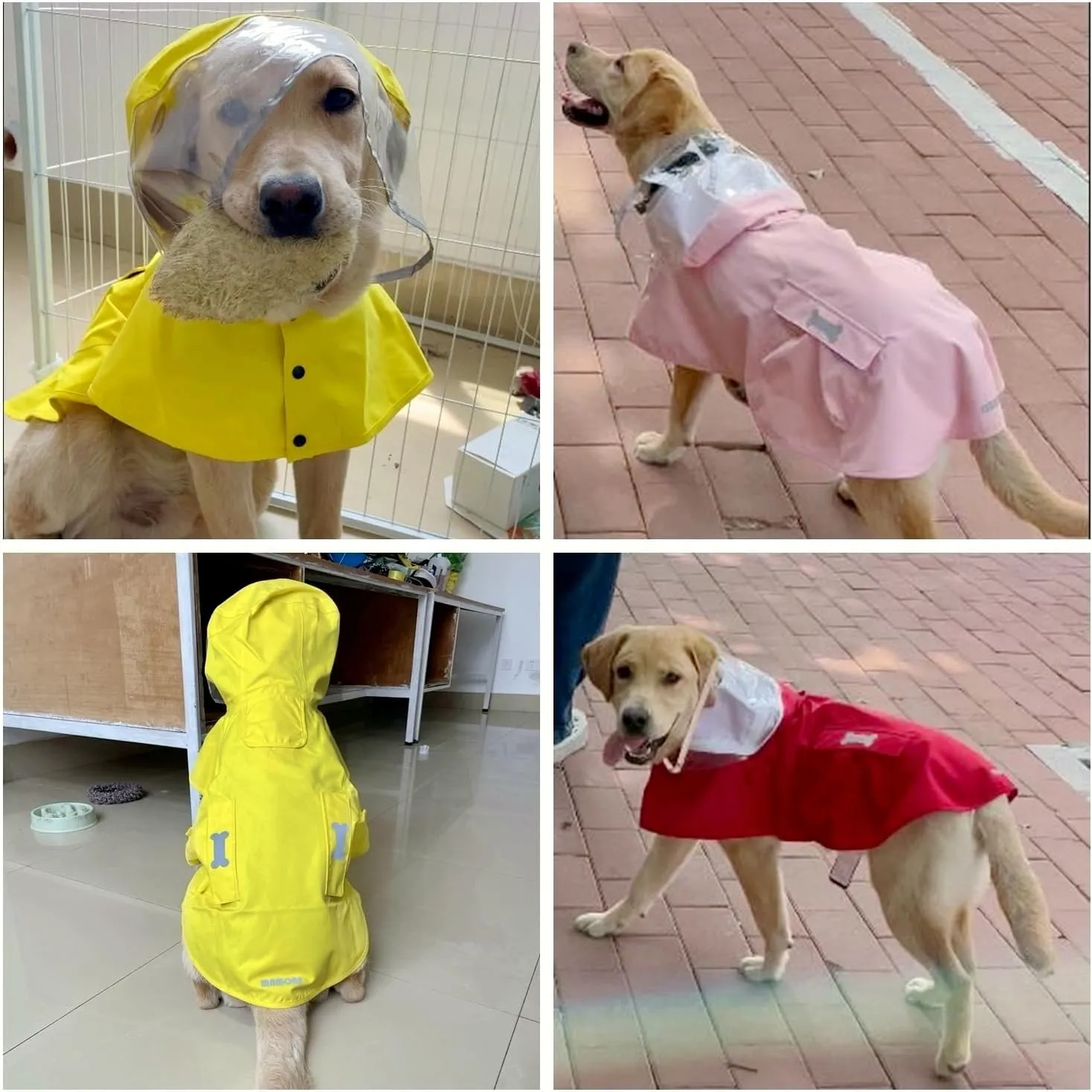 Dog Raincoat Waterproof Rain Poncho with Hoodie, High Reflective Adjustable Pet Rain Jacket with Leash Hole for Small Medium and Large Dogs (Blue, Medium)