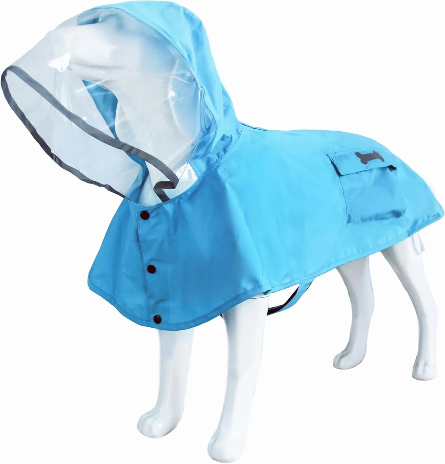 Dog Raincoat Waterproof Rain Poncho with Hoodie, High Reflective Adjustable Pet Rain Jacket with Leash Hole for Small Medium and Large Dogs (Blue, Medium)