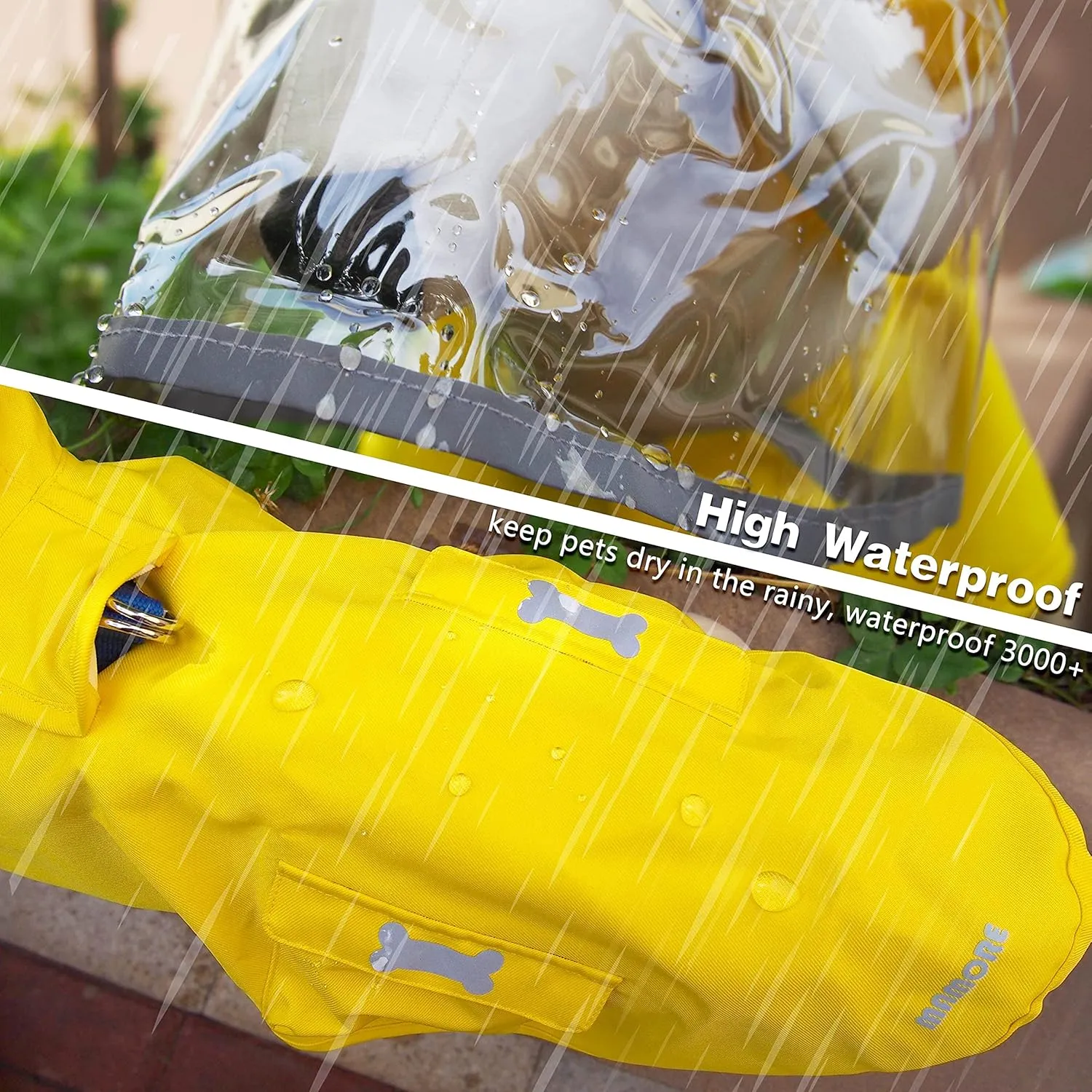 Dog Raincoat Waterproof Rain Poncho with Hoodie, High Reflective Adjustable Pet Rain Jacket with Leash Hole for Small Medium and Large Dogs (Blue, Medium)