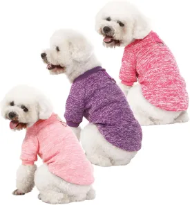 Dog Sweater, Dog Sweaters for Small Dogs, 2, 3 Pack Warm Soft Pet Clothes for Puppy, Medium Large Cat, Dogs Girl or Boy, Dog Shirt for Winter Christmas (Buckle Pink Purple HotPink, X-Small)