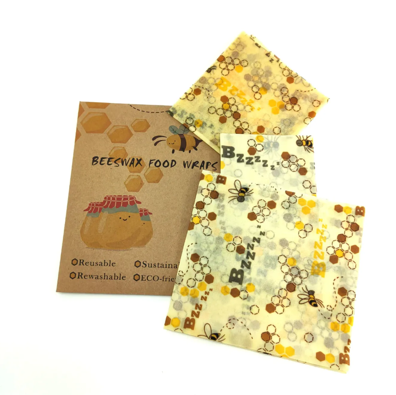 Eco-Friendly Beeswax Food Wrap - Natural Reusable Wraps