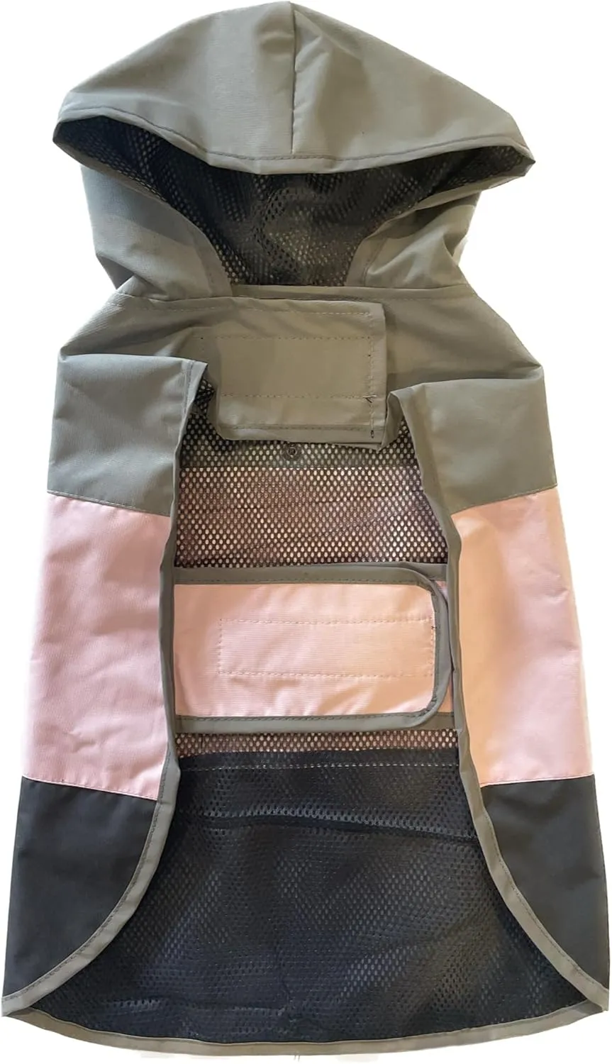 Eddie Bauer E24232L Ravenna Colorblocked Dog Windbreaker Jacket in Large, Grey and Pink