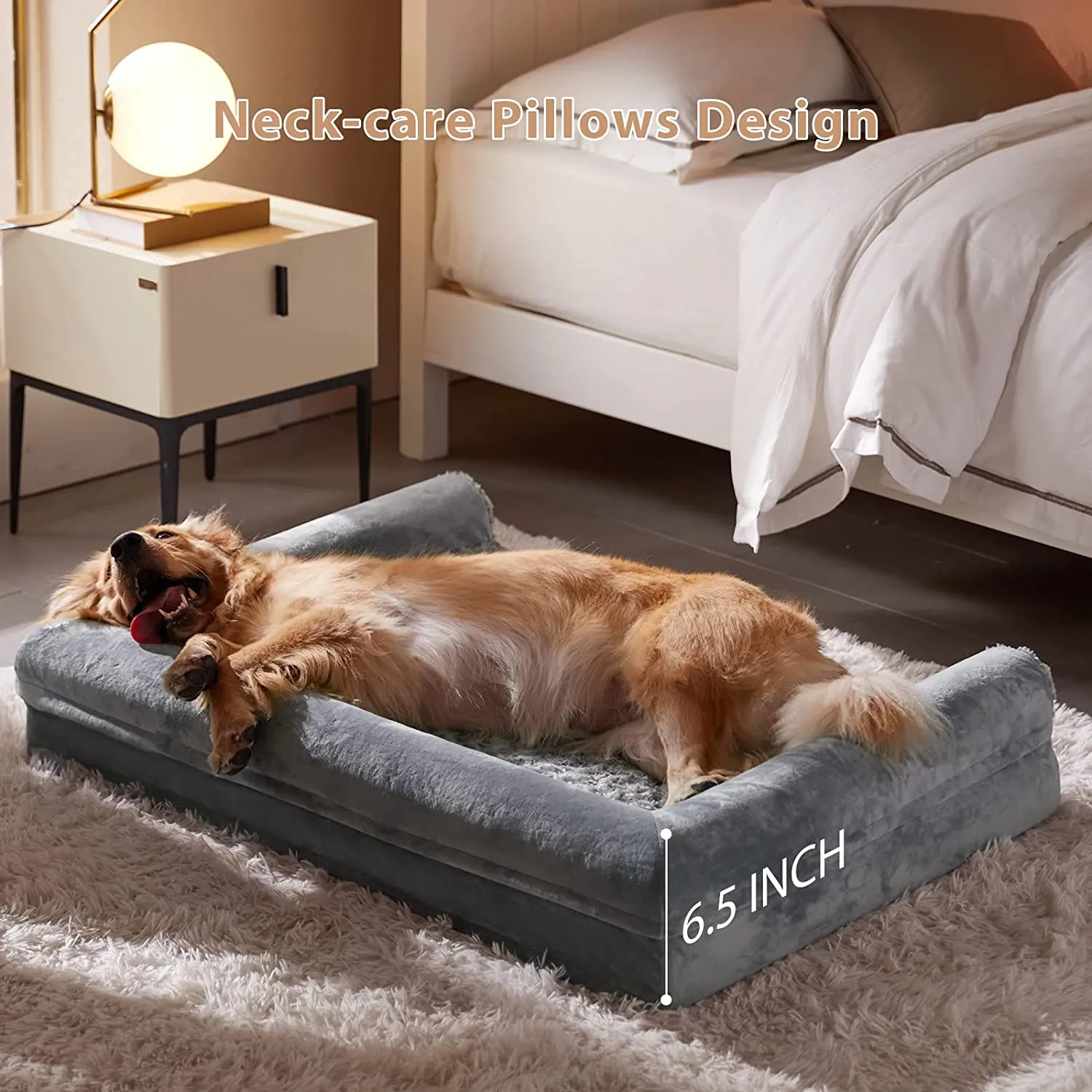 Egg Crate Foam Orthopedic Dog Bed with Bolsters in all sizes (Gray)