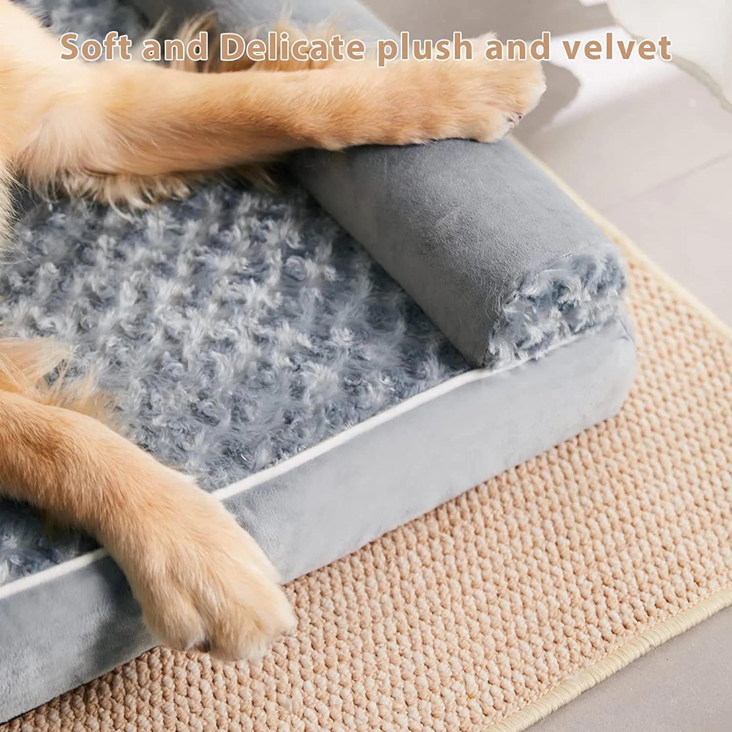 Egg Crate Foam Orthopedic Dog Bed with Bolsters in all sizes (Gray)