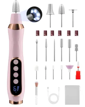 Electric Nail Drill, Long-Lasting Electric Nail File, Low Noise Electric Nail Drill with 360 LED Light & 6 Speeds, Toenail Grinder for Thick Nail Toenail Cuticle Women Men Baby Pets