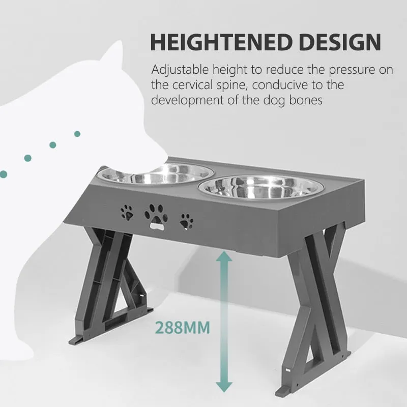 Elevated Pet Bowls 3 Adjustable Heights Lift Table