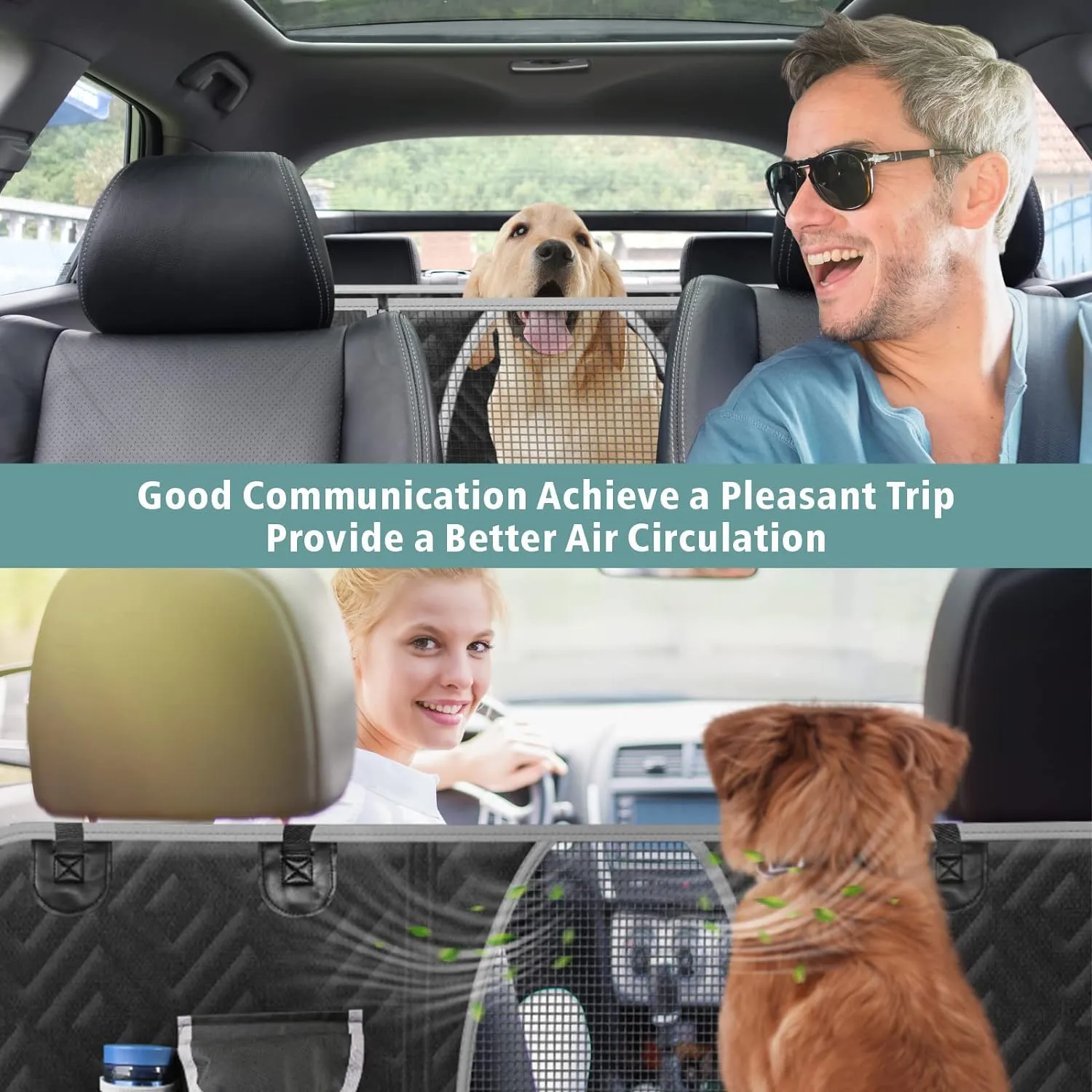 F-Color Dog Car Seat Cover - Waterproof Nonslip Dog Hammock for Car Comfort Enhancing Pet Seat Cover with Side Flap for Cars, Trucks and SUVs