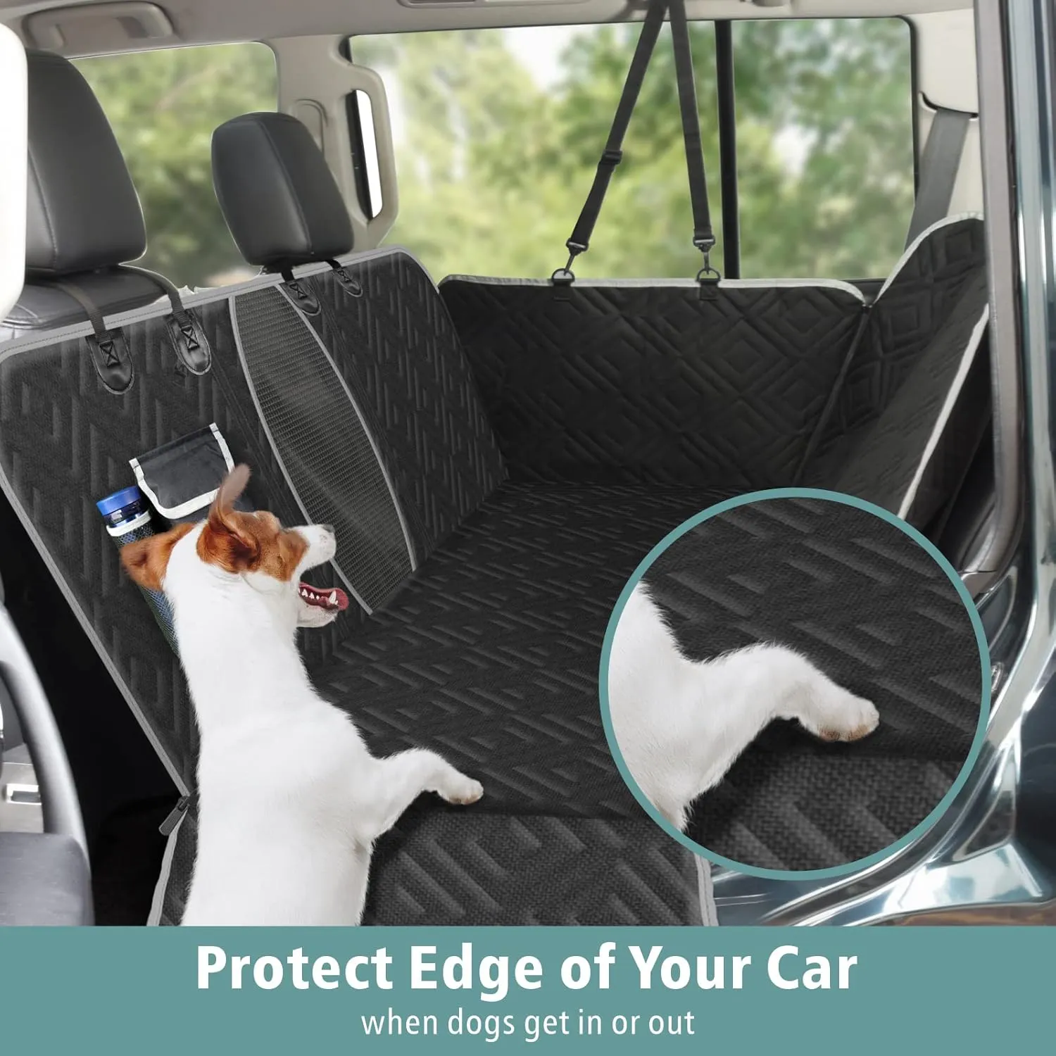 F-Color Dog Car Seat Cover - Waterproof Nonslip Dog Hammock for Car Comfort Enhancing Pet Seat Cover with Side Flap for Cars, Trucks and SUVs
