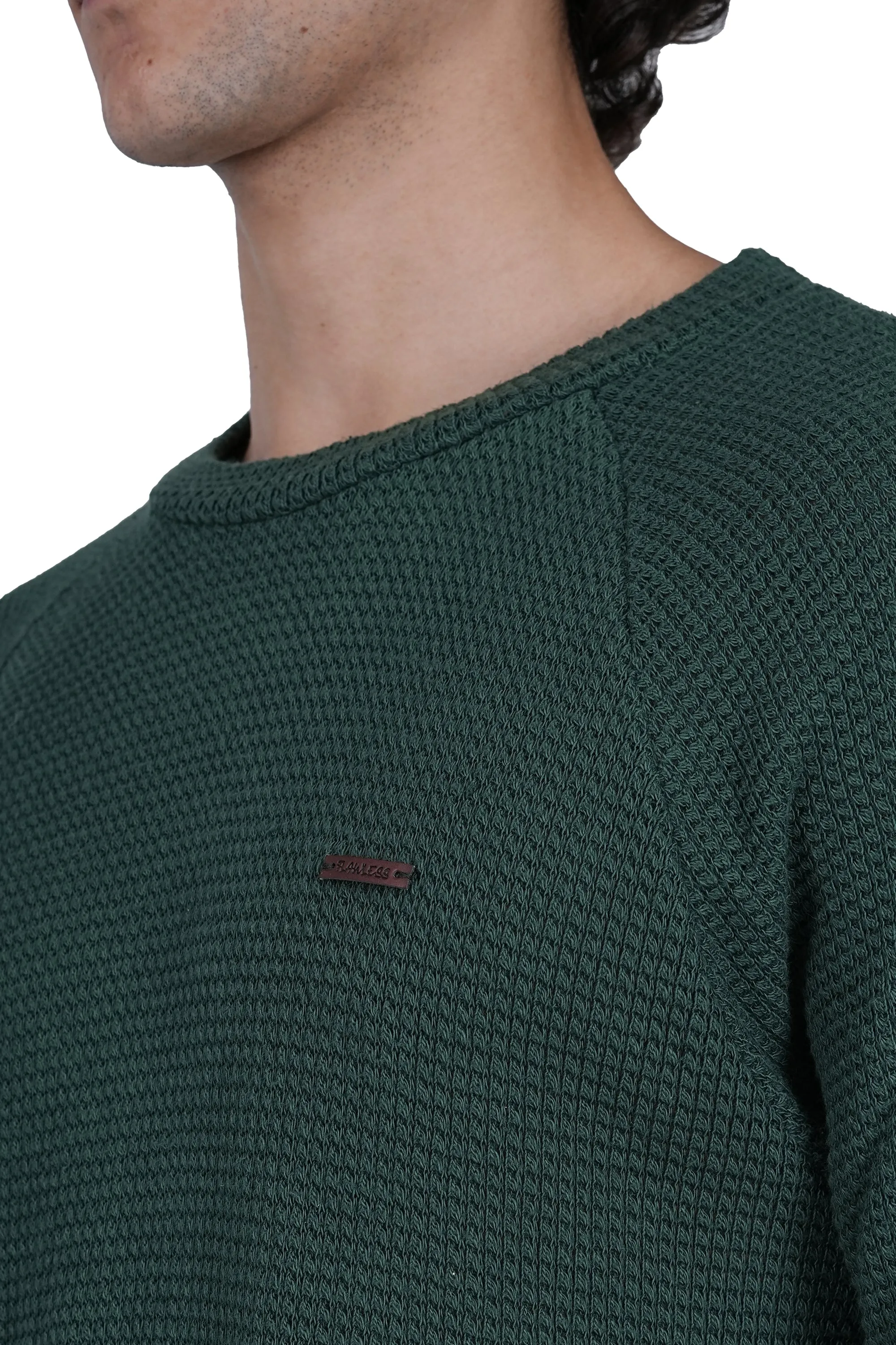 Flawless Men Green Knitted Sweater