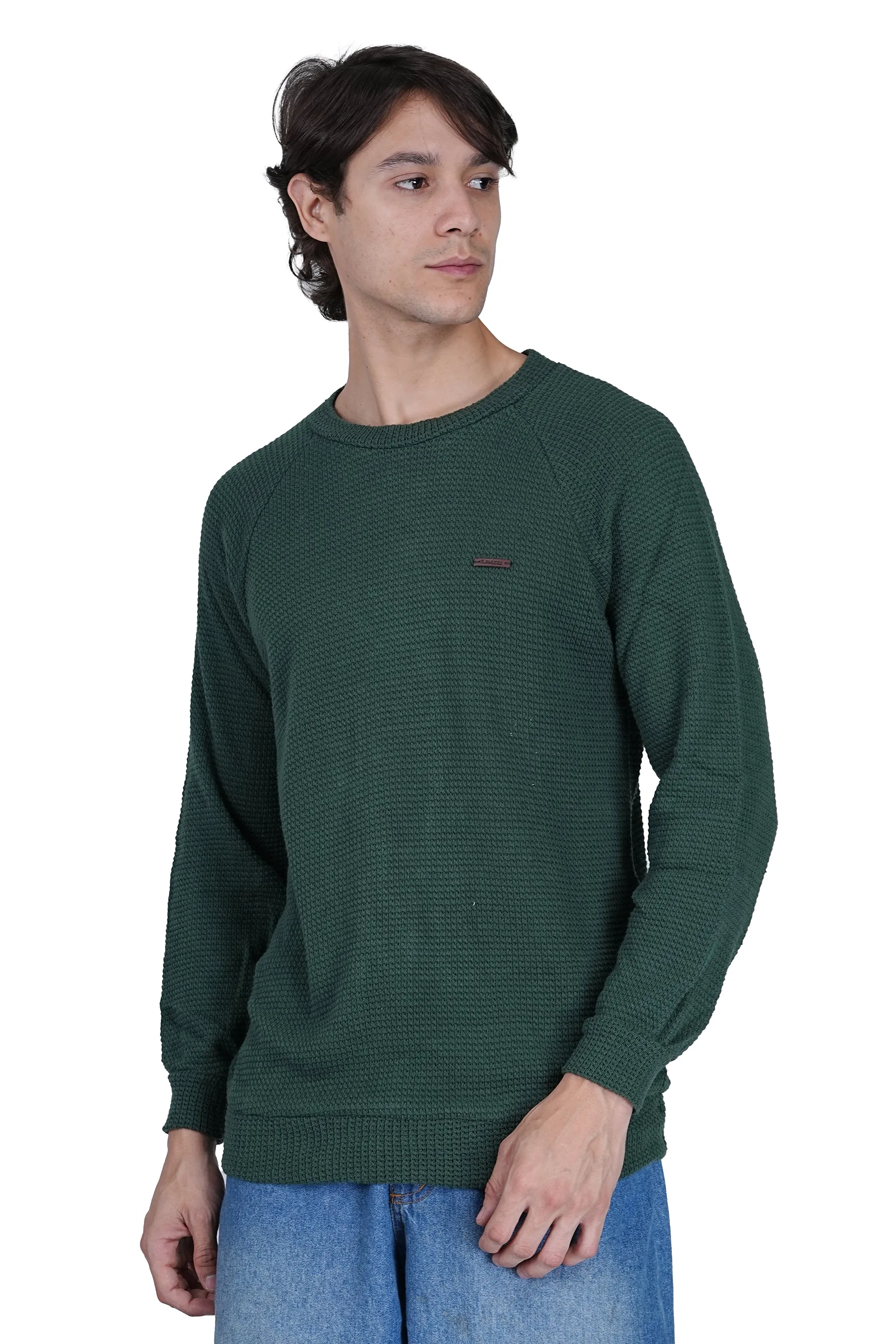 Flawless Men Green Knitted Sweater