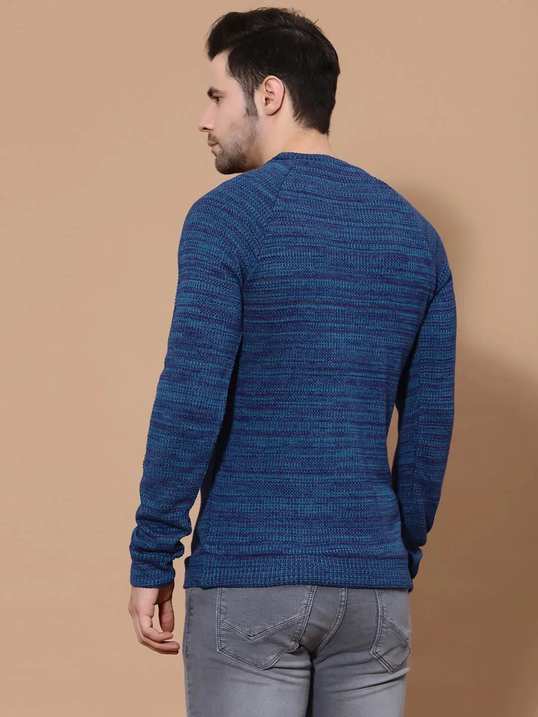 Flawless Mens's Blue Knitted Sweater