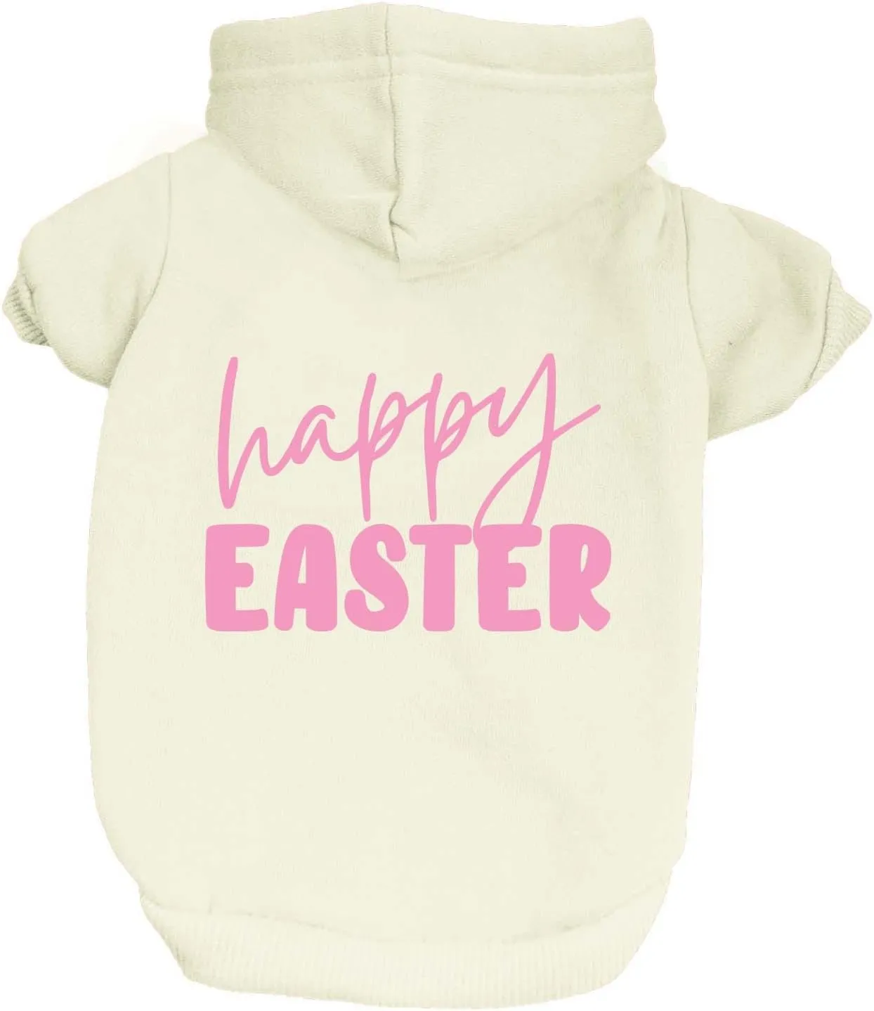 Happy Easter Dog Hoodie | Fleece Lined |Leash Hole| Easter Bunny | Egg Hunt| Funny Outfit Prop Photoshoot|Cream, Medium (74)