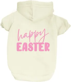 Happy Easter Dog Hoodie | Fleece Lined |Leash Hole| Easter Bunny | Egg Hunt| Funny Outfit Prop Photoshoot|Cream, Medium (74)